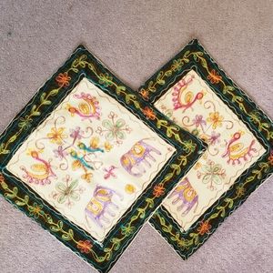 Vintage Pair of Handmade Pillow Covers from India